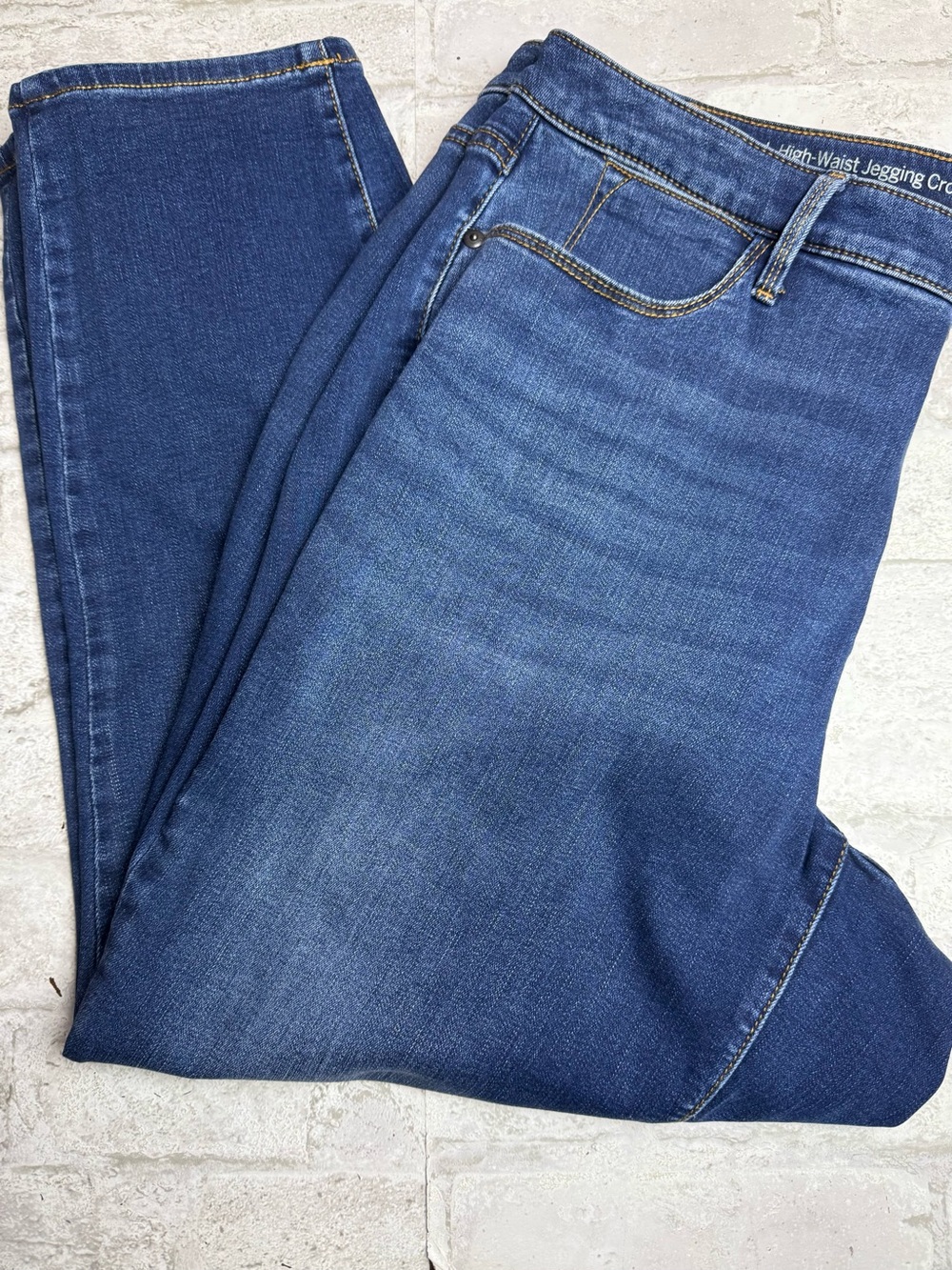 Talbots Flawless Curvy High Rise Jegging Crop Jeans 14W Blue Denim Stretch 😍
